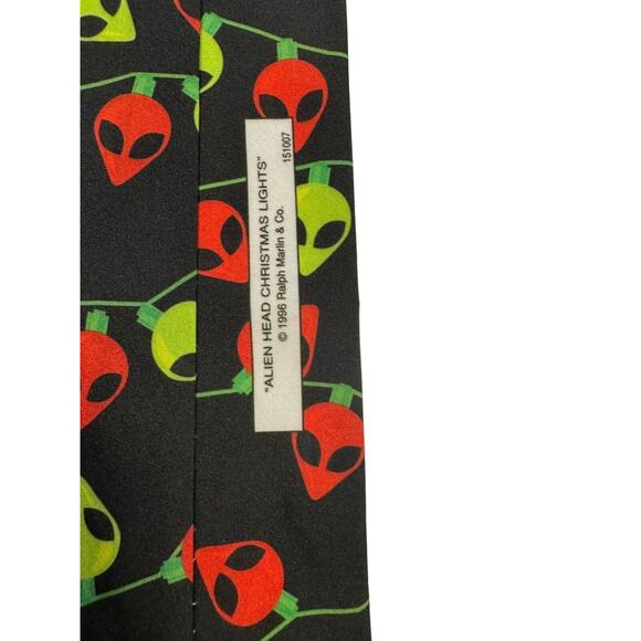 Ralph Marlin Alien Head Christmas Lights Vintage Novelty Necktie Polyester - Picture 5 of 7